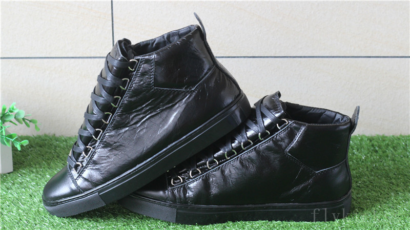 Super Perfect Balenciaga Arena Leather Black High Sneakers